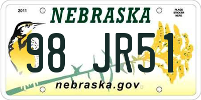 NE license plate 98JR51