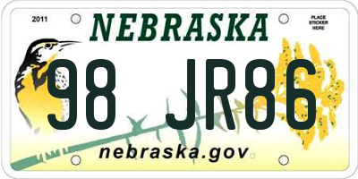 NE license plate 98JR86