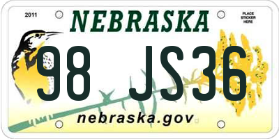 NE license plate 98JS36