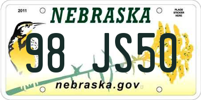 NE license plate 98JS50