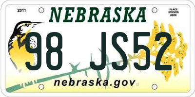 NE license plate 98JS52