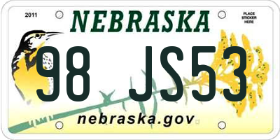 NE license plate 98JS53