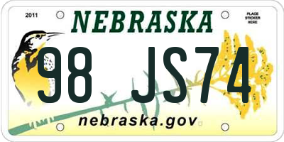 NE license plate 98JS74