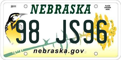 NE license plate 98JS96