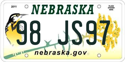 NE license plate 98JS97