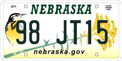 NE license plate 98JT15