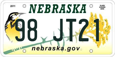 NE license plate 98JT21