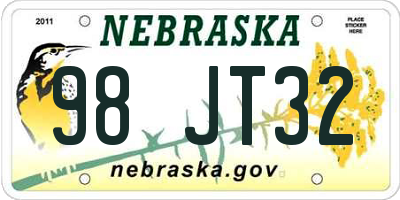 NE license plate 98JT32