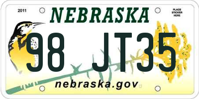 NE license plate 98JT35