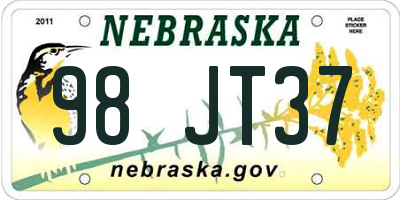 NE license plate 98JT37