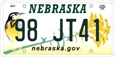 NE license plate 98JT41