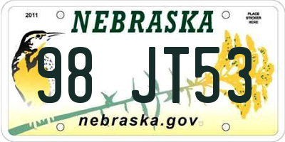 NE license plate 98JT53