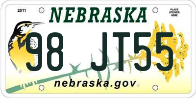 NE license plate 98JT55