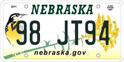 NE license plate 98JT94