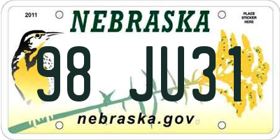 NE license plate 98JU31
