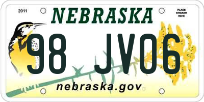NE license plate 98JV06