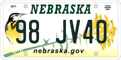 NE license plate 98JV40