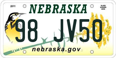 NE license plate 98JV50