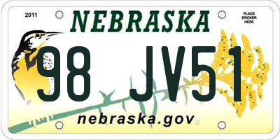 NE license plate 98JV51