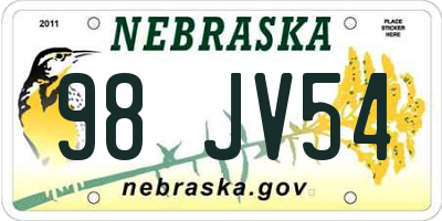 NE license plate 98JV54