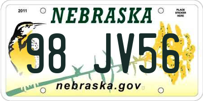 NE license plate 98JV56