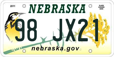 NE license plate 98JX21