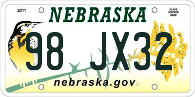 NE license plate 98JX32