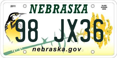 NE license plate 98JX36
