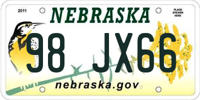 NE license plate 98JX66