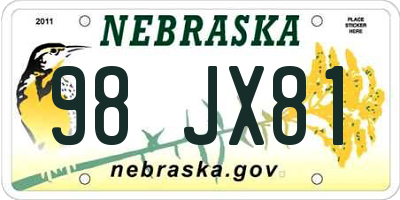 NE license plate 98JX81
