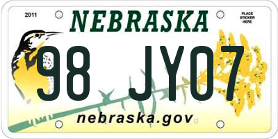 NE license plate 98JY07