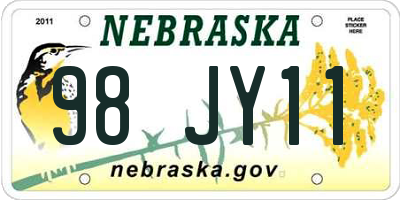 NE license plate 98JY11