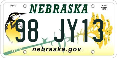 NE license plate 98JY13