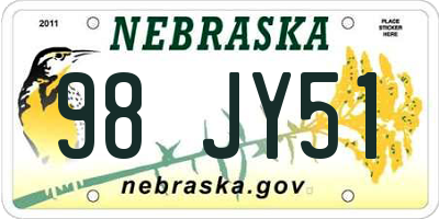 NE license plate 98JY51