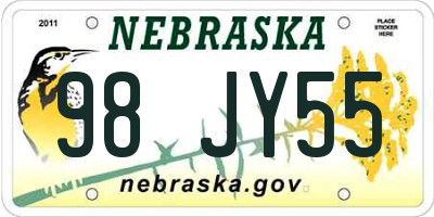 NE license plate 98JY55