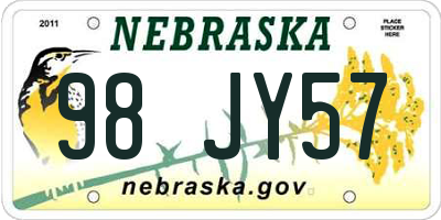 NE license plate 98JY57