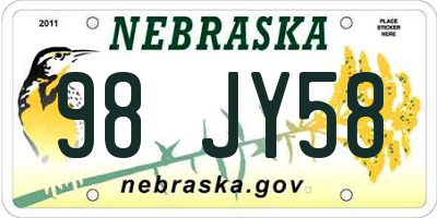 NE license plate 98JY58