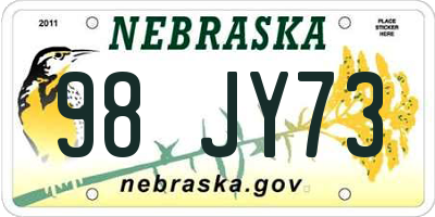 NE license plate 98JY73