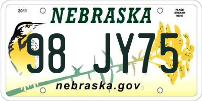NE license plate 98JY75