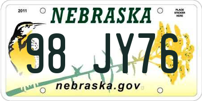NE license plate 98JY76