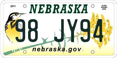 NE license plate 98JY94