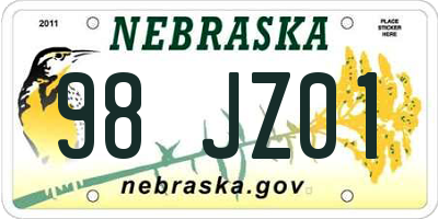 NE license plate 98JZ01