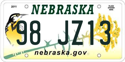 NE license plate 98JZ13