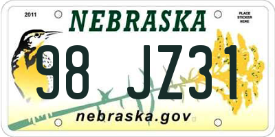 NE license plate 98JZ31