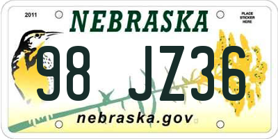 NE license plate 98JZ36