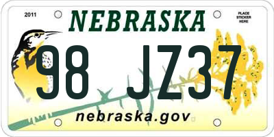 NE license plate 98JZ37