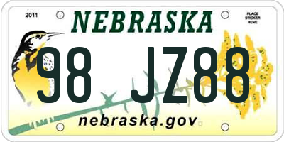 NE license plate 98JZ88
