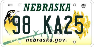 NE license plate 98KA25