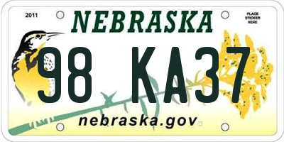 NE license plate 98KA37