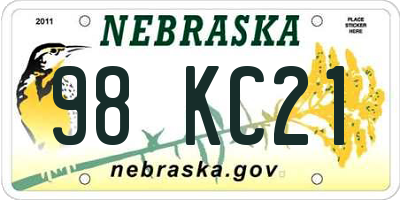 NE license plate 98KC21